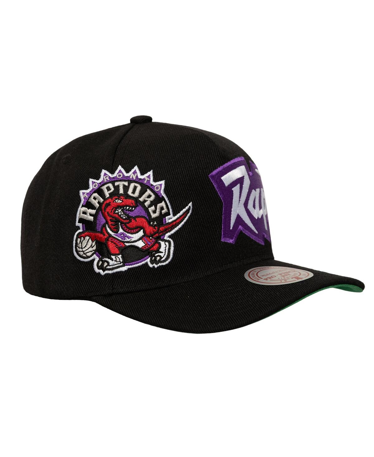 Mitchell & Ness Men's Black Toronto Raptors Busted Logo Wordmark Wrap-around Pro Pinch Adjustable Hat In Black