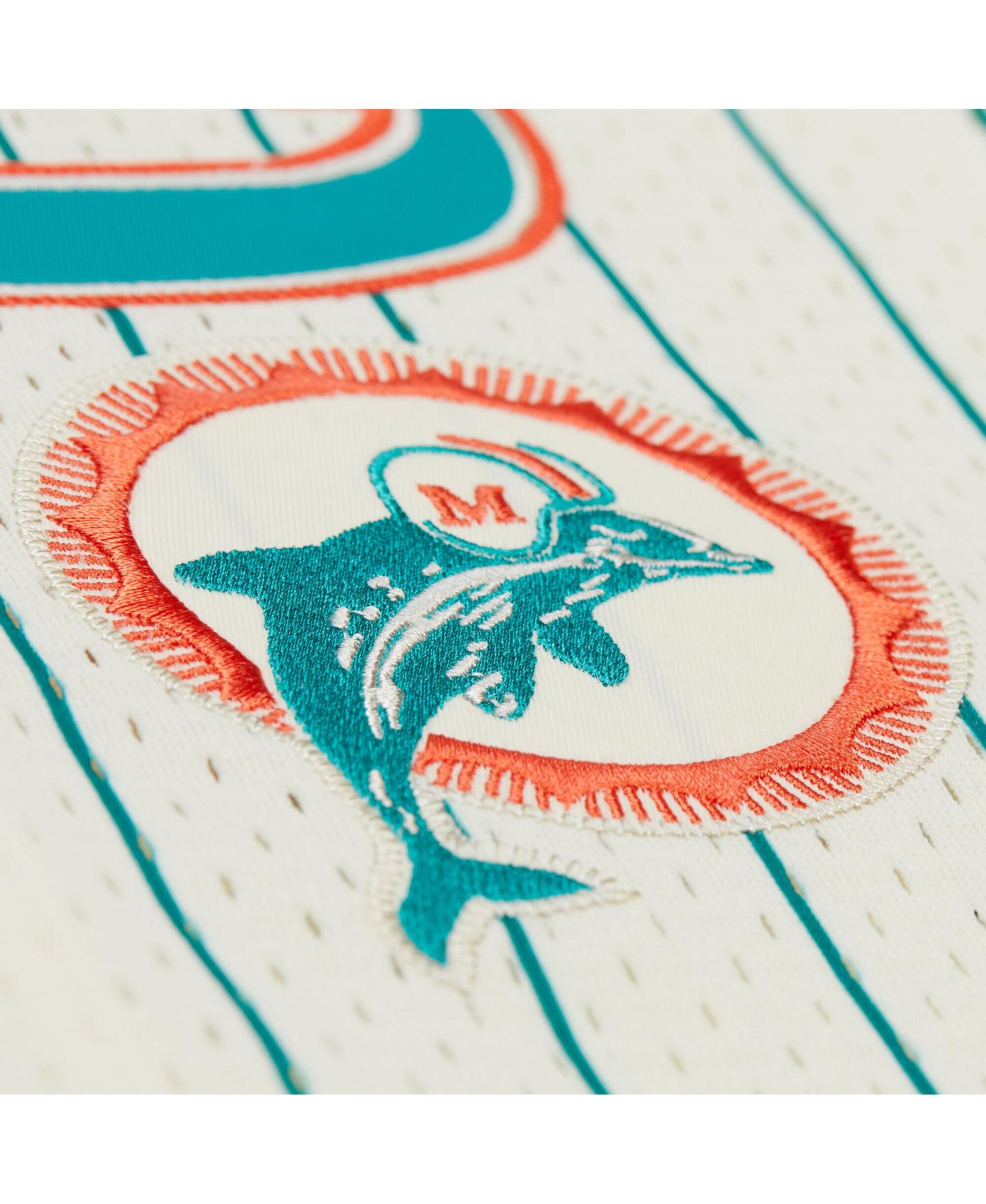 Мужской топ Mitchell & Ness Dan Marino Cream Miami Dolphins Name & Number Mesh Button-Up Baseball Jersey — фото 2