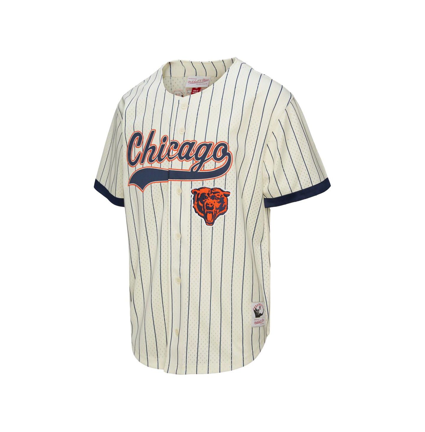 Мужской топ Mitchell & Ness Walter Payton Cream Chicago Bears Name & Number Mesh Button-Up Baseball Jersey — фото 3