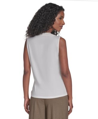 Women's Mixed-Media Sleeveless Blouse