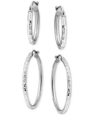 Giani Bernini - 2-Pc. Set Faceted Texture Small Hoop Earrings in Sterling Silver