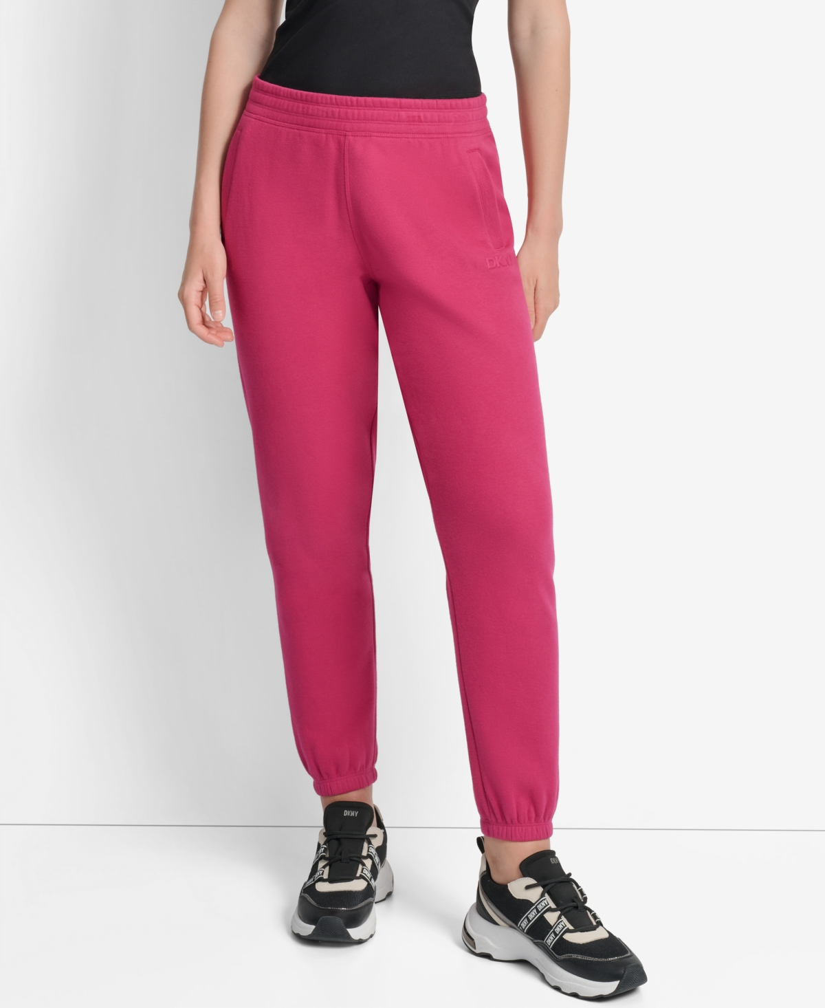 Dkny Logo High Waist Relaxed Joggers In Pink
