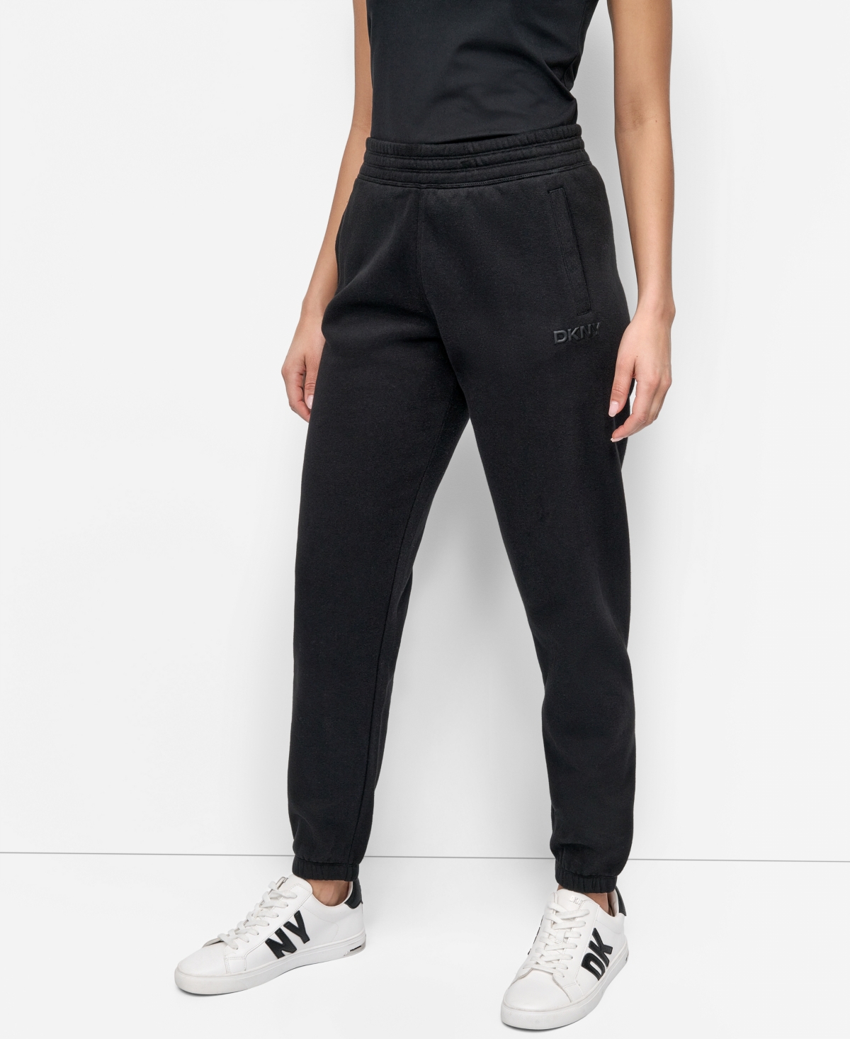 Dkny Women's Hd Logo High Waist Relaxed Joggers In Black