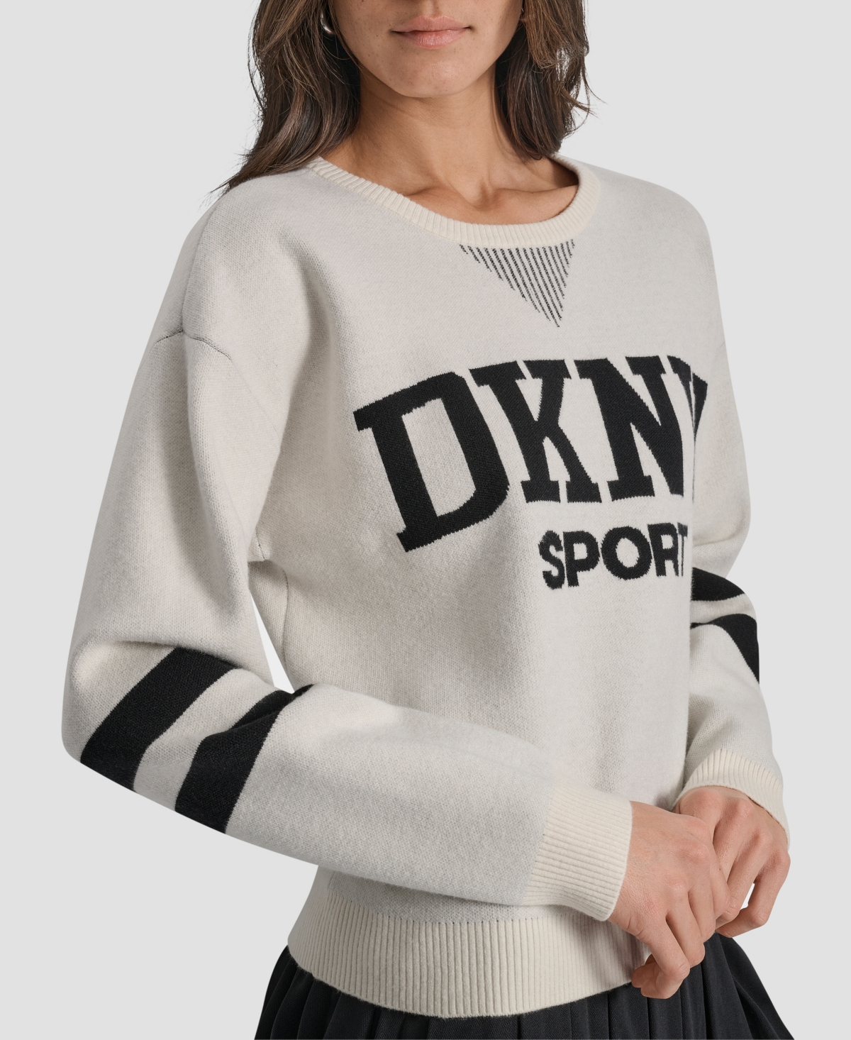 Dkny Women's Varsity Logo Crew Neck Sweater In Gray