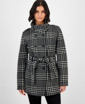 BCX - Juniors' Plaid Micro-Fleece Belted Jacket