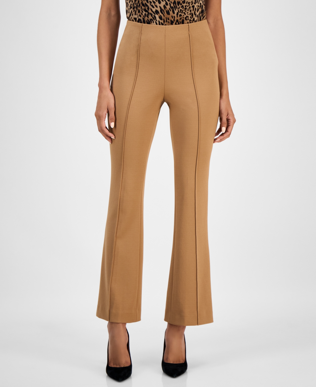 Bar Iii Women's High-rise Flared-leg Pants, Macy's Exclusive In Brown