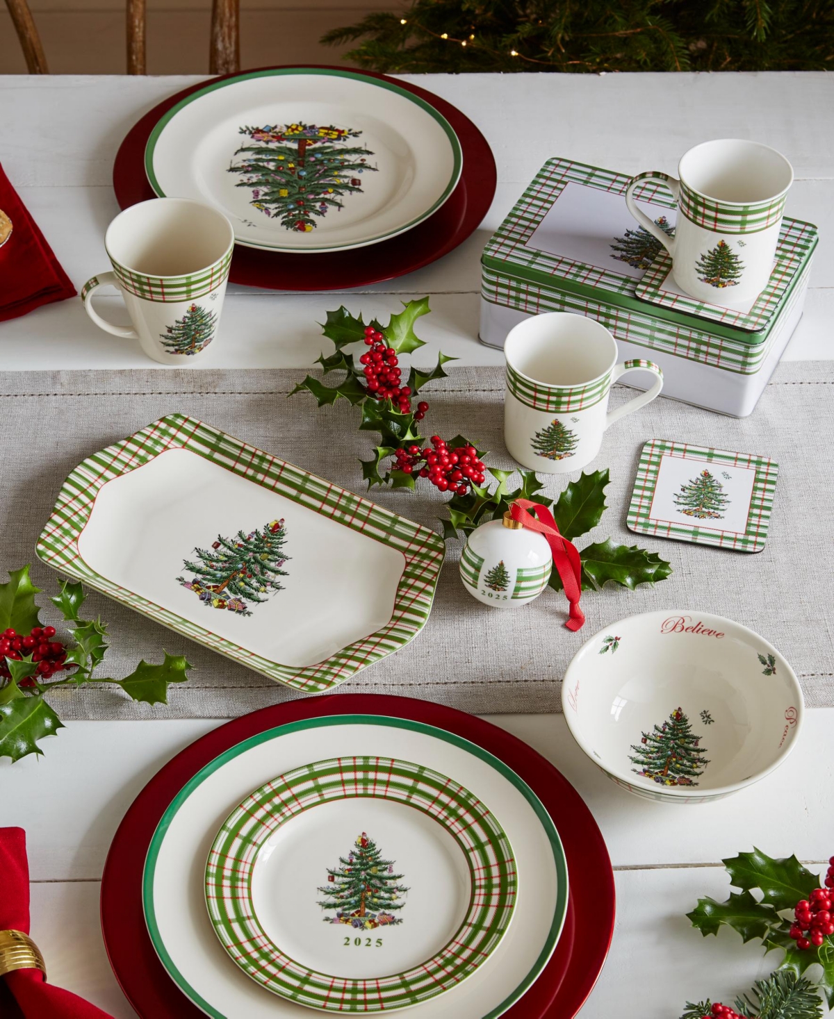 Spode Christmas Tree 2025 Annual Dessert Tray In Green