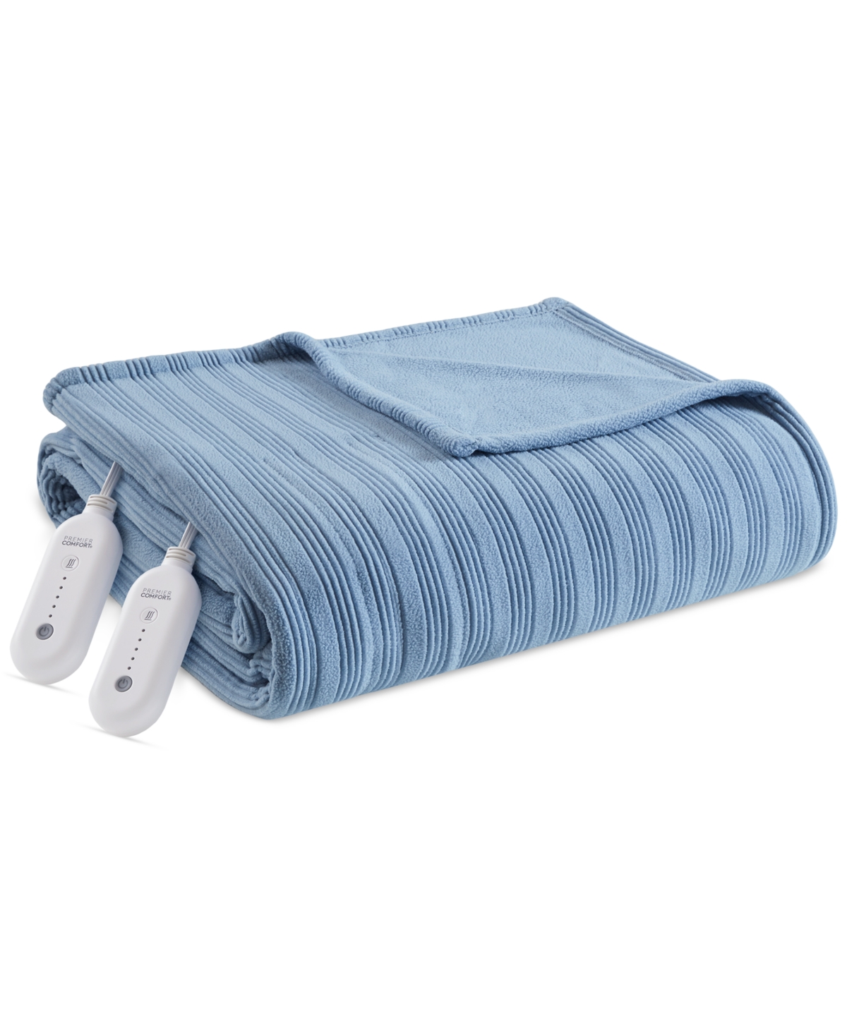 Premier Comfort Heated Textured Fleece Blanket, Queen In Blue