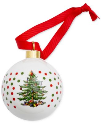 Spode - Christmas Tree Polka Dot Porcelain Ball Ornament