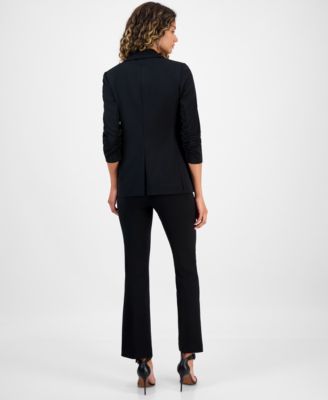 Women's One-Button Scrunched-Sleeve Jacket & High-Rise Flared-Leg Pants, Macy's Exclusive