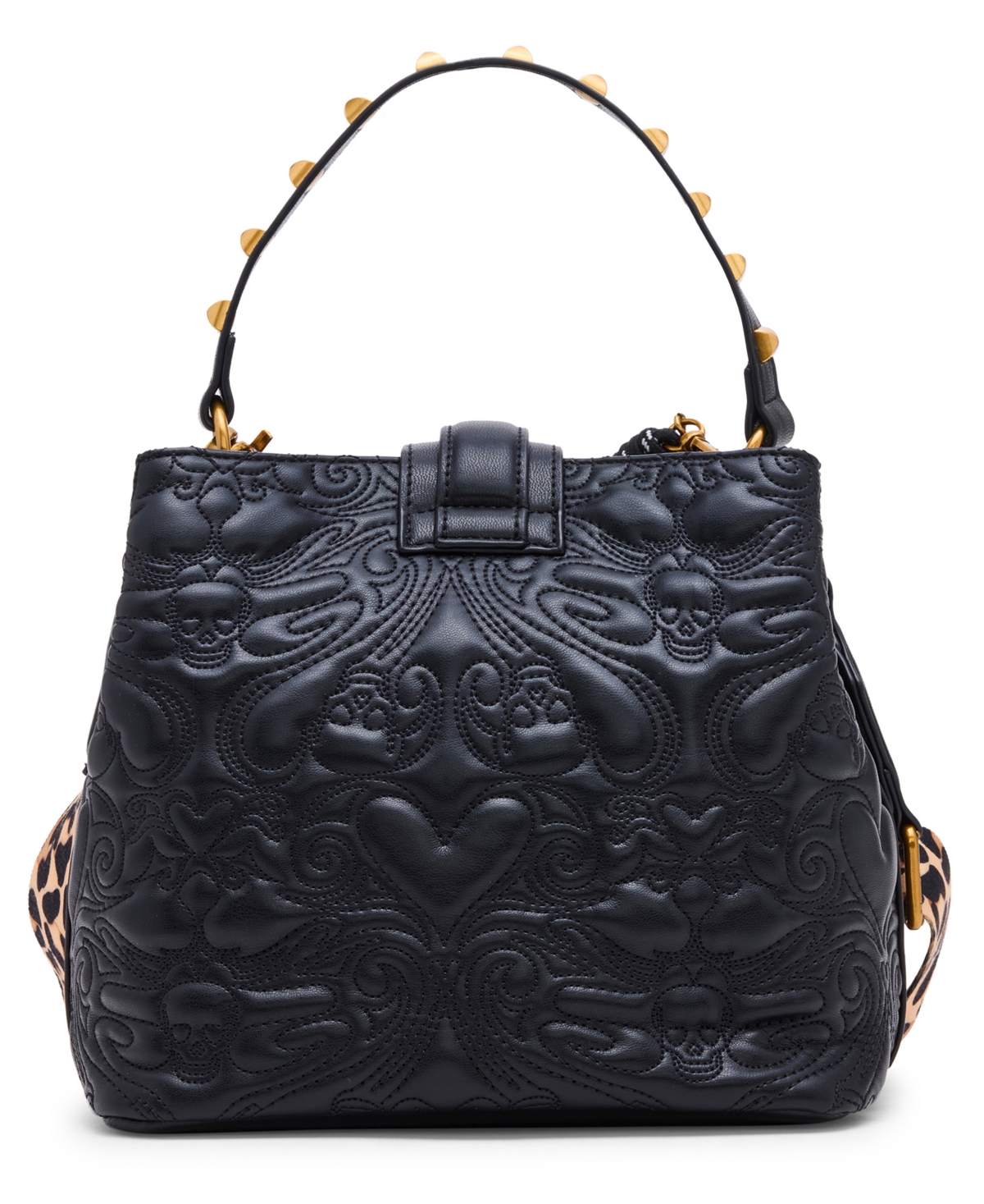 Betsey Johnson Quilted Small Bucket Bag In Black