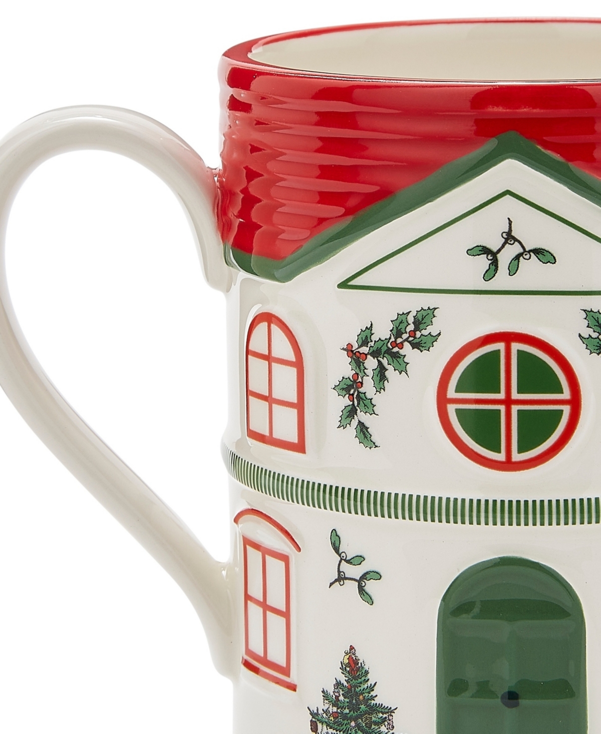 Spode Christmas Tree Village Mug, Red