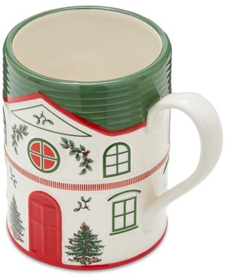 Christmas Tree Village Mug, Green