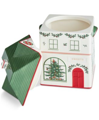 Christmas Tree Village Stacking Canister