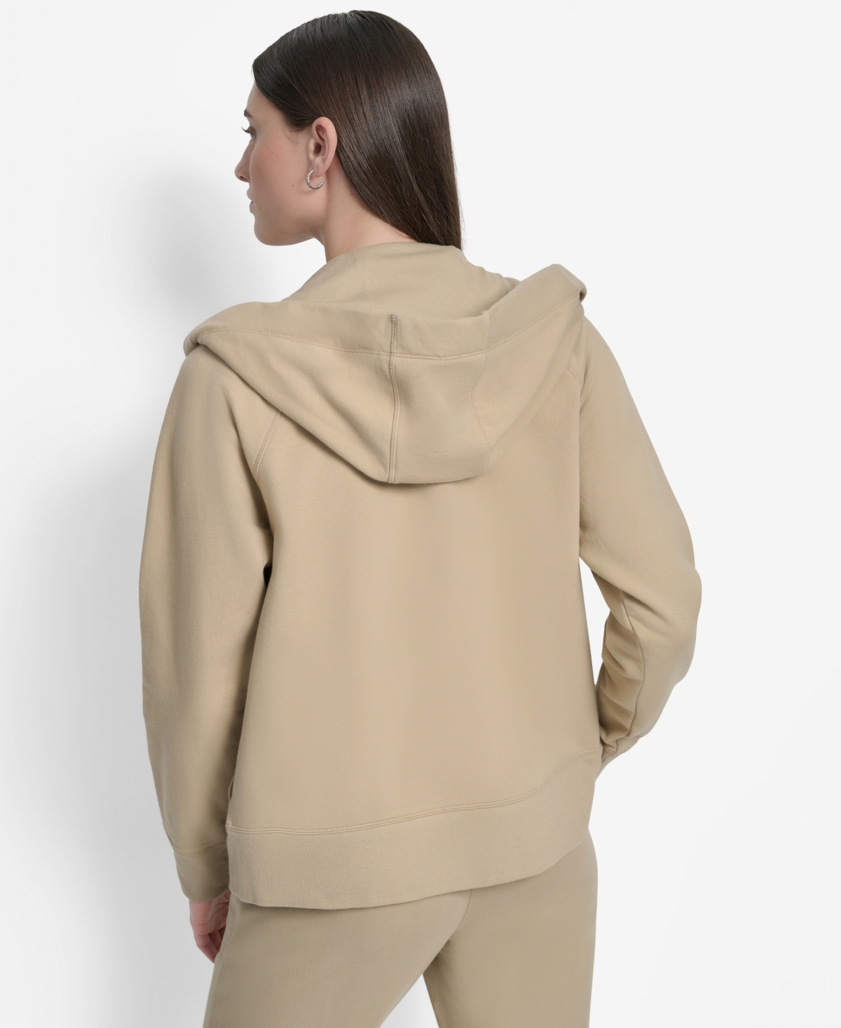 Dkny Sport Women's Two-tone Zip-front Long-sleeve Hoodie In Neutral