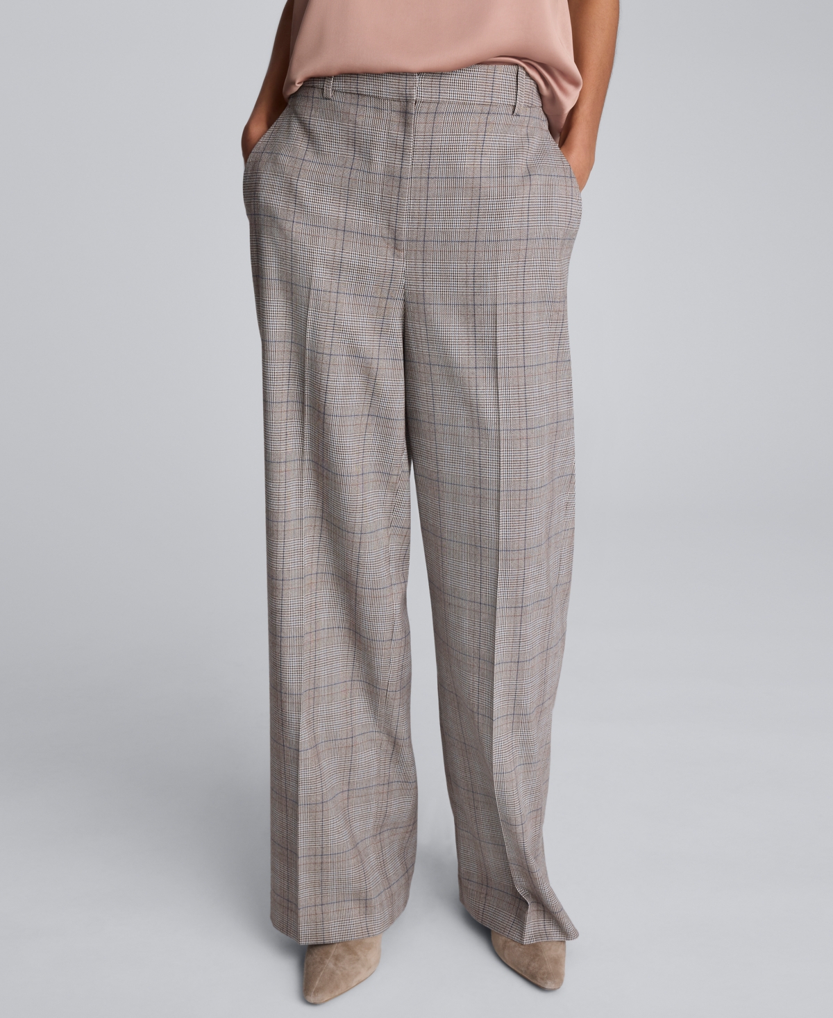Kenneth Cole Women's Plaid High-rise Pants In Gold