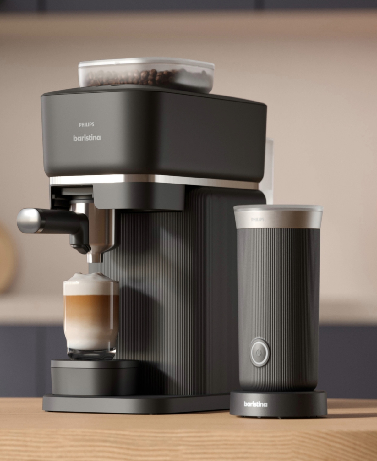 Philips Baristina Automatic Espresso Machine And Milk Frother Bundle In Black