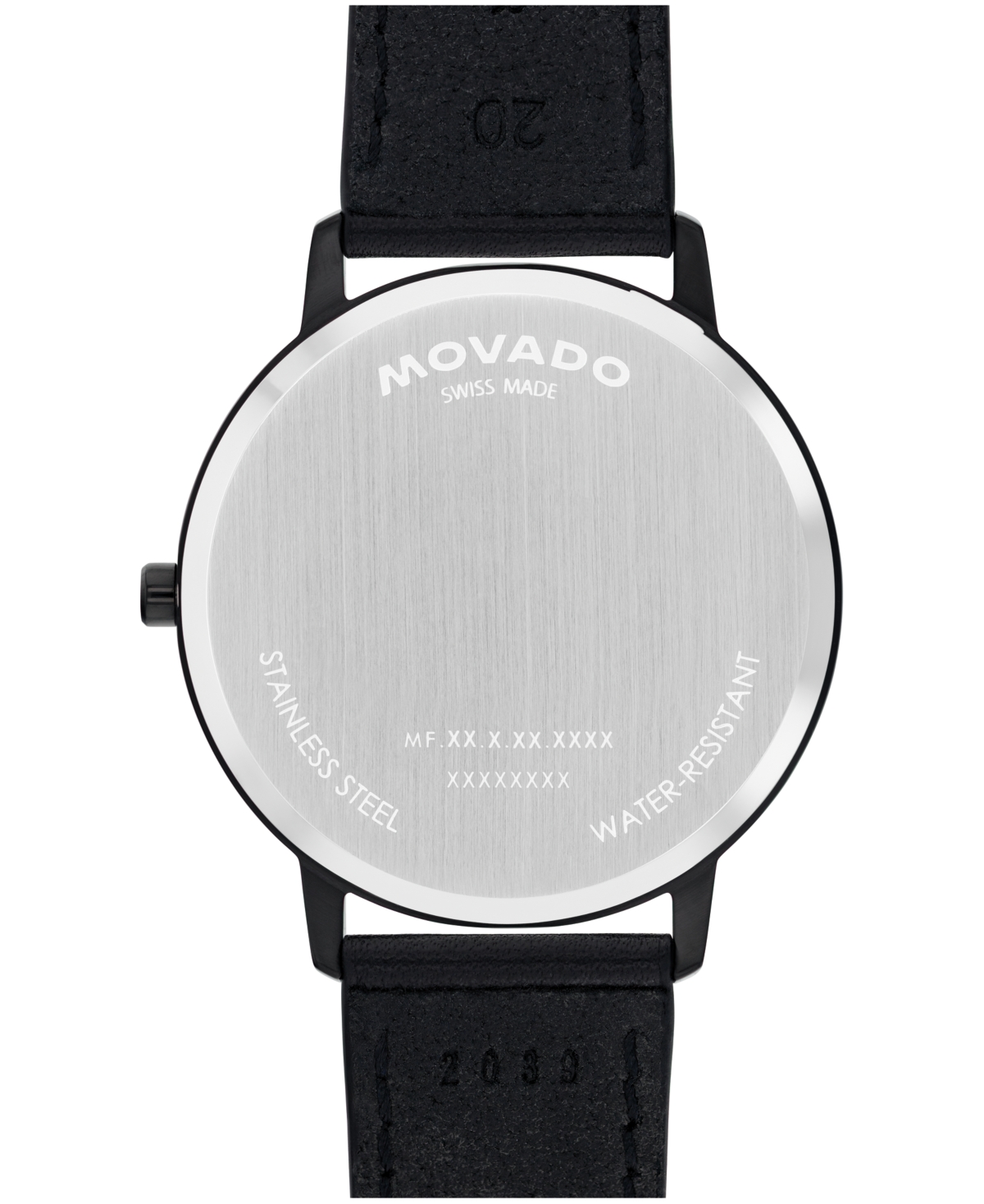Movado Unisex Face Swiss Quartz Black Leather Watch, 41mm In Black