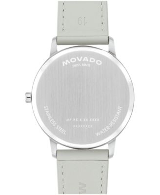 Unisex Face Swiss Quartz Grey Leather Watch, 39mm