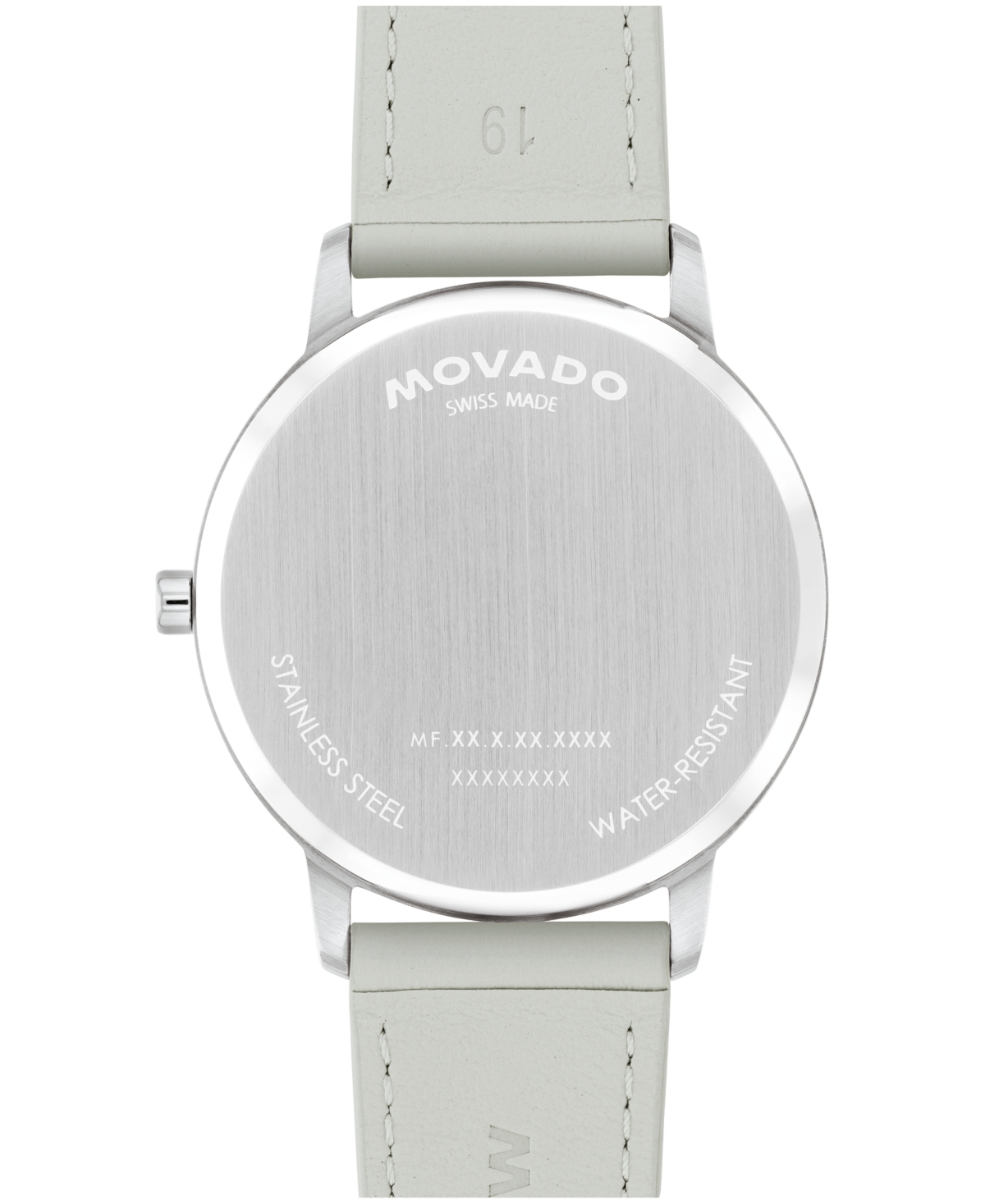 Movado Unisex Face Swiss Quartz Grey Leather Watch, 39mm In Orange