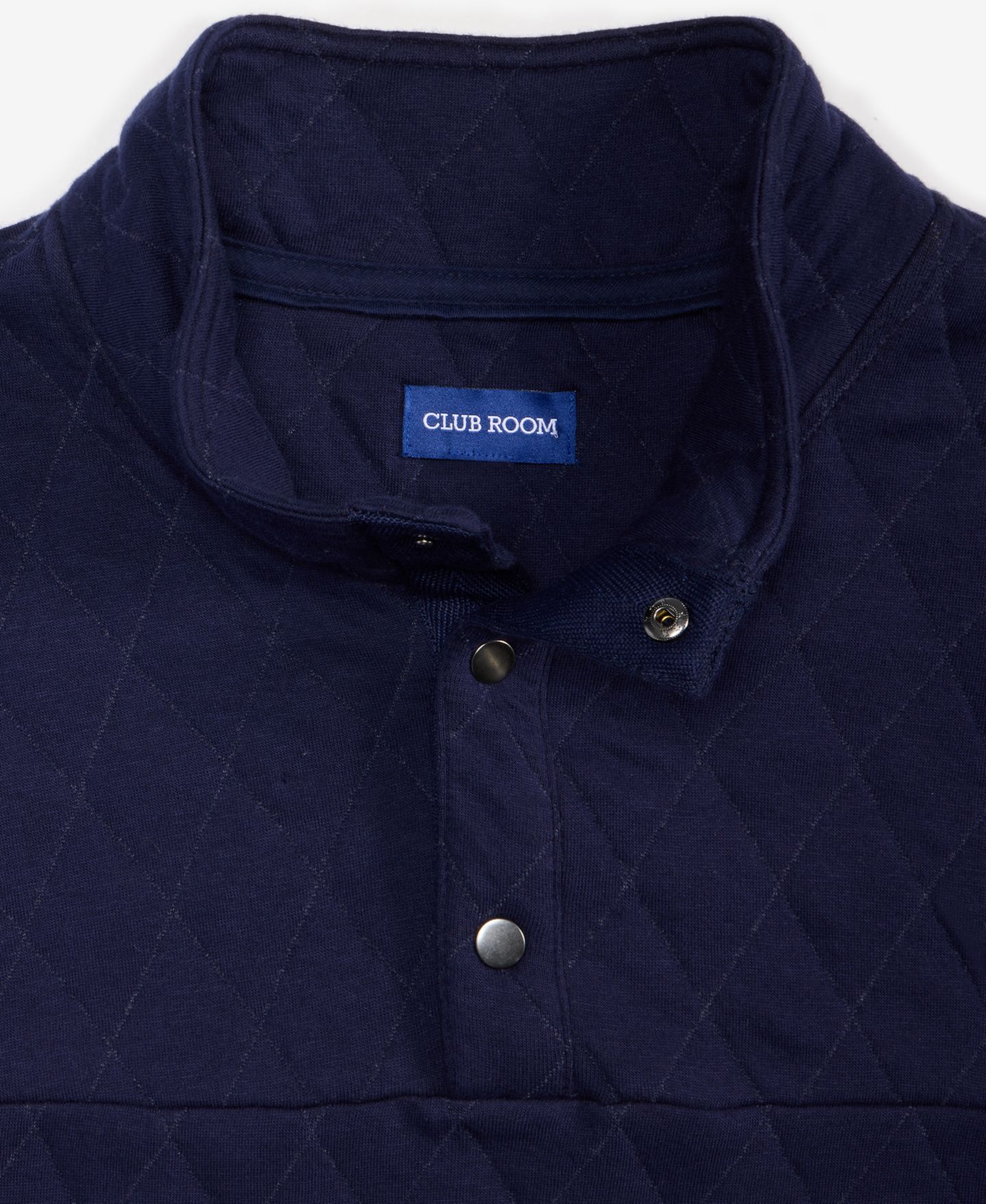 Мужской свитер Club Room Quilted Snap Mock Neck, цвет: Тёмно-синий — фото 2