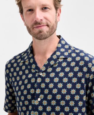 Men's Medallion-Print Camp Collar Short-Sleeve Shirt, Macy's Exclusive
