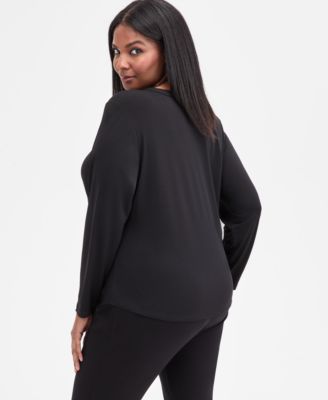 Plus Size V-Neck Long-Sleeve Blouse, Macy's Exclusive 
