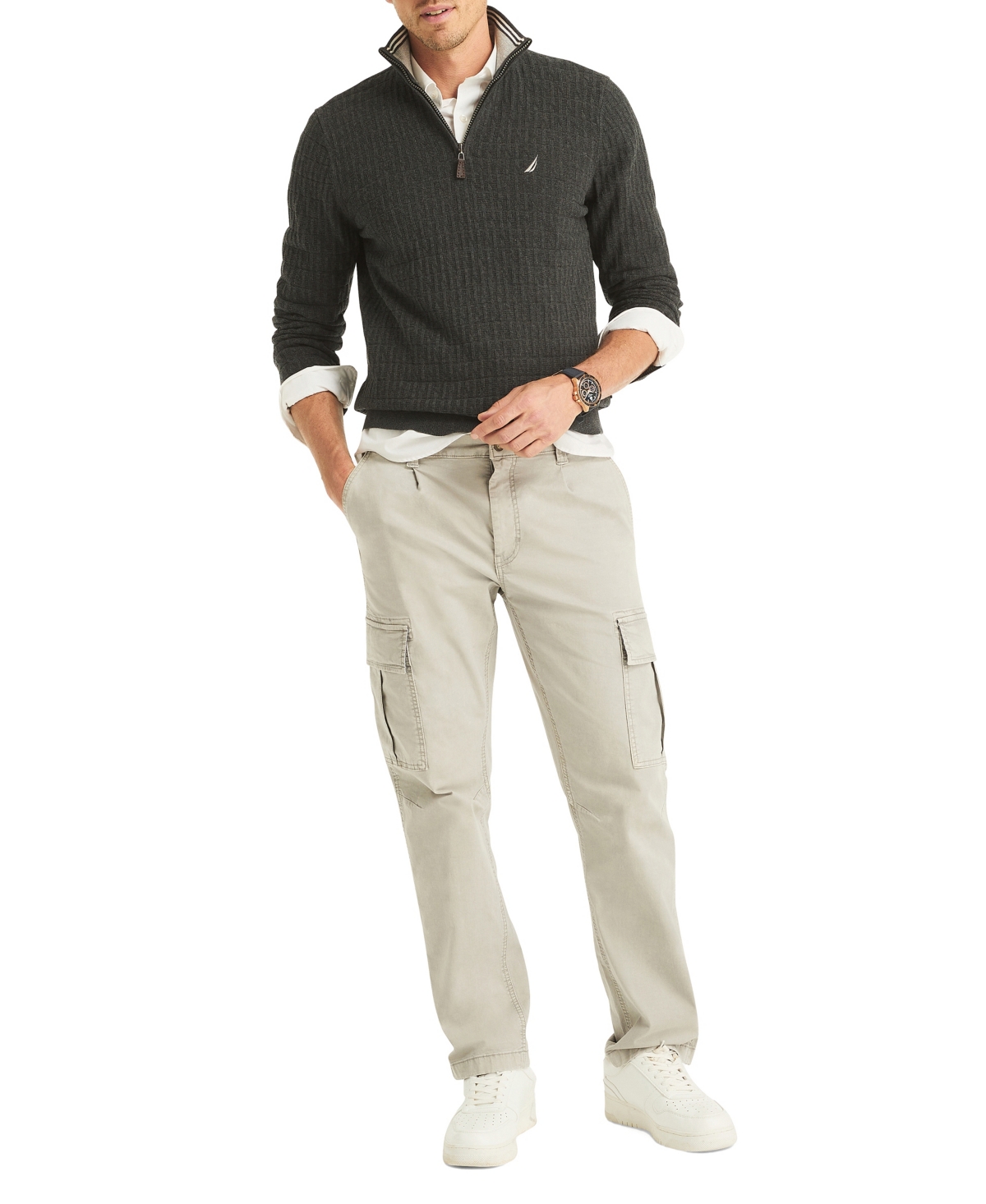 Nautica Men's Classic Fit Quarter Zip Sweater In Gray