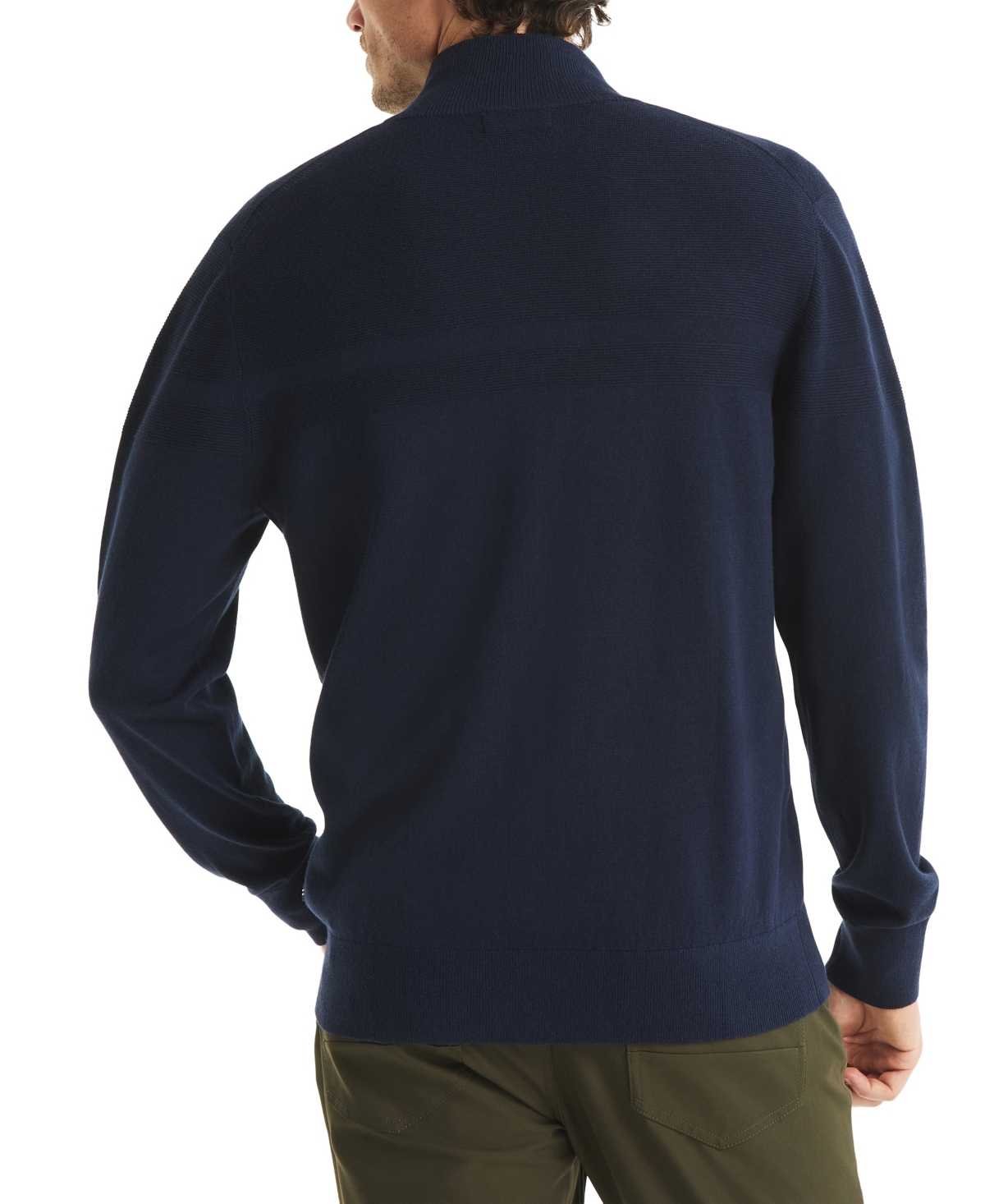 Nautica Mens Navtech Mock-neck Full-zip Sweater In Blue