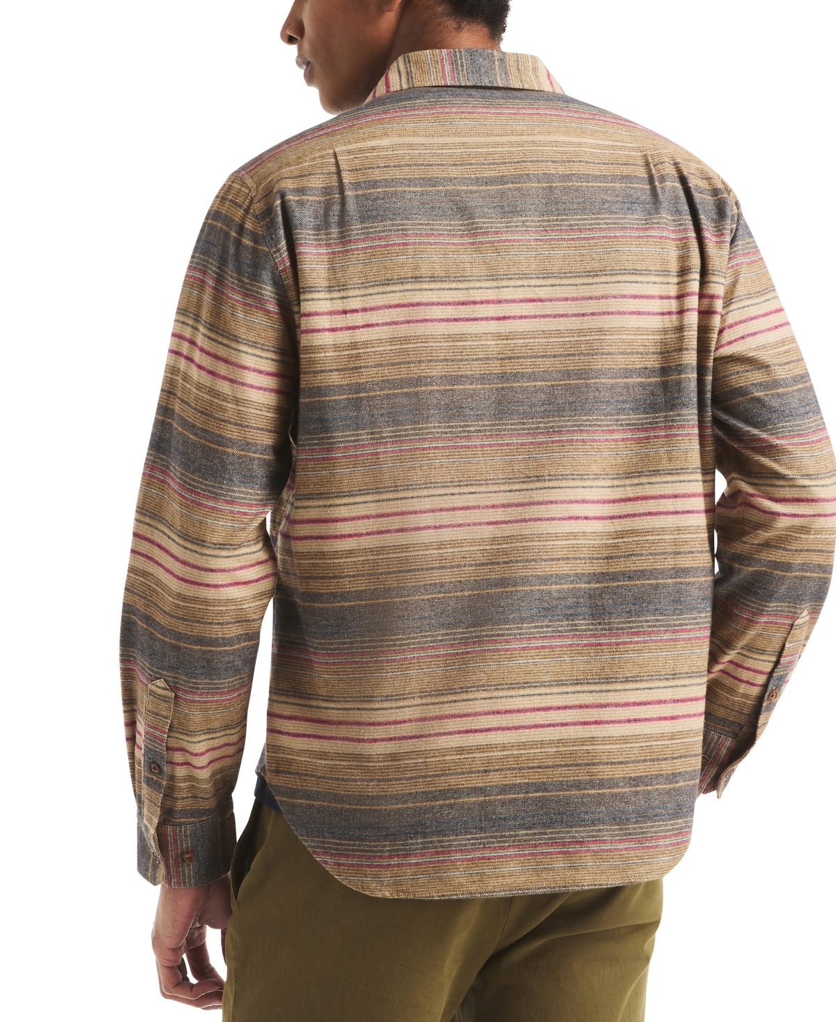 Nautica Mens Striped Flannel Shirt In Brown