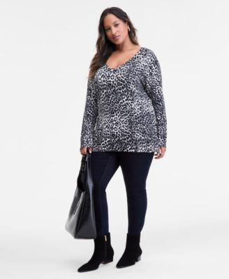 Plus Size Print V-Neck Tunic, Macy's Exclusive 