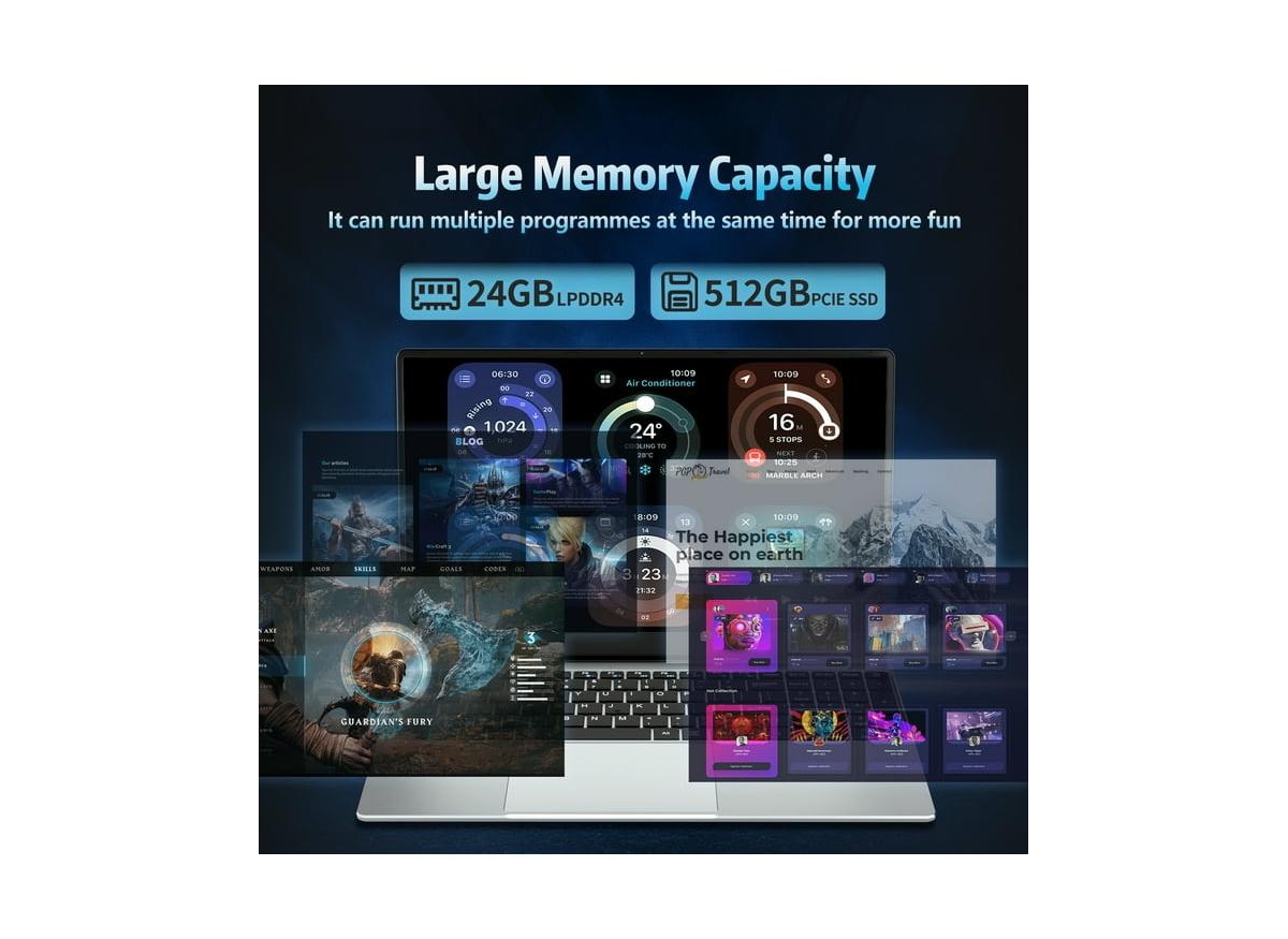 memzuoix 15.6 in Windows 11 Laptop 24G DDR4 512G Ssd with Intel Celeron Fhd 1080 Fhd Laptop Computers