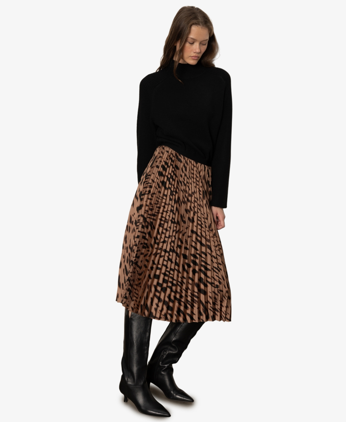 Sanctuary Nostalgia Abstract Leopard Print Pleated Skirt In Multi