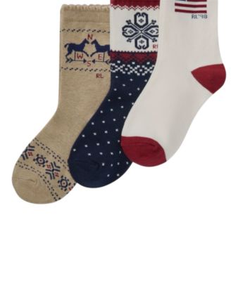 Little and Big Girls' Holiday Americana Socks, 3-Pack Set