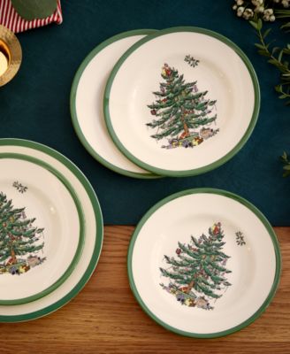 Christmas Tree Bread Butter Plates, Set of 4
