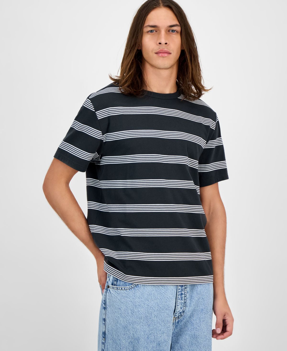 Мужская хлопковая футболка в полоску Brett с коротким рукавом, эксклюзивная модель Macy's