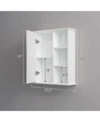 White Wall-Mounted Over-The-Bathroom Storage Cabinet, Space-Saving Medicine Cabinet Organizer for Bathroom, Laundry Room & Kitchen