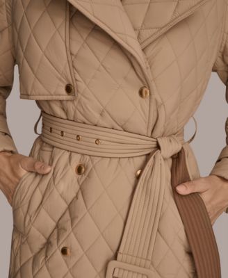 Women's Belted Maxi Quilted Coat