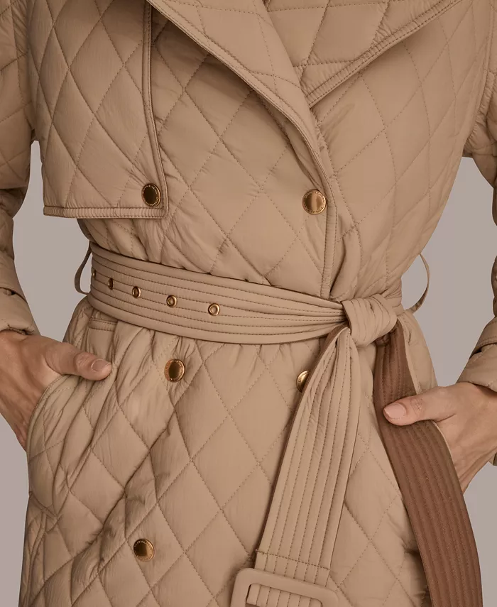 Women's Belted Maxi Quilted Coat - thumbnail 9