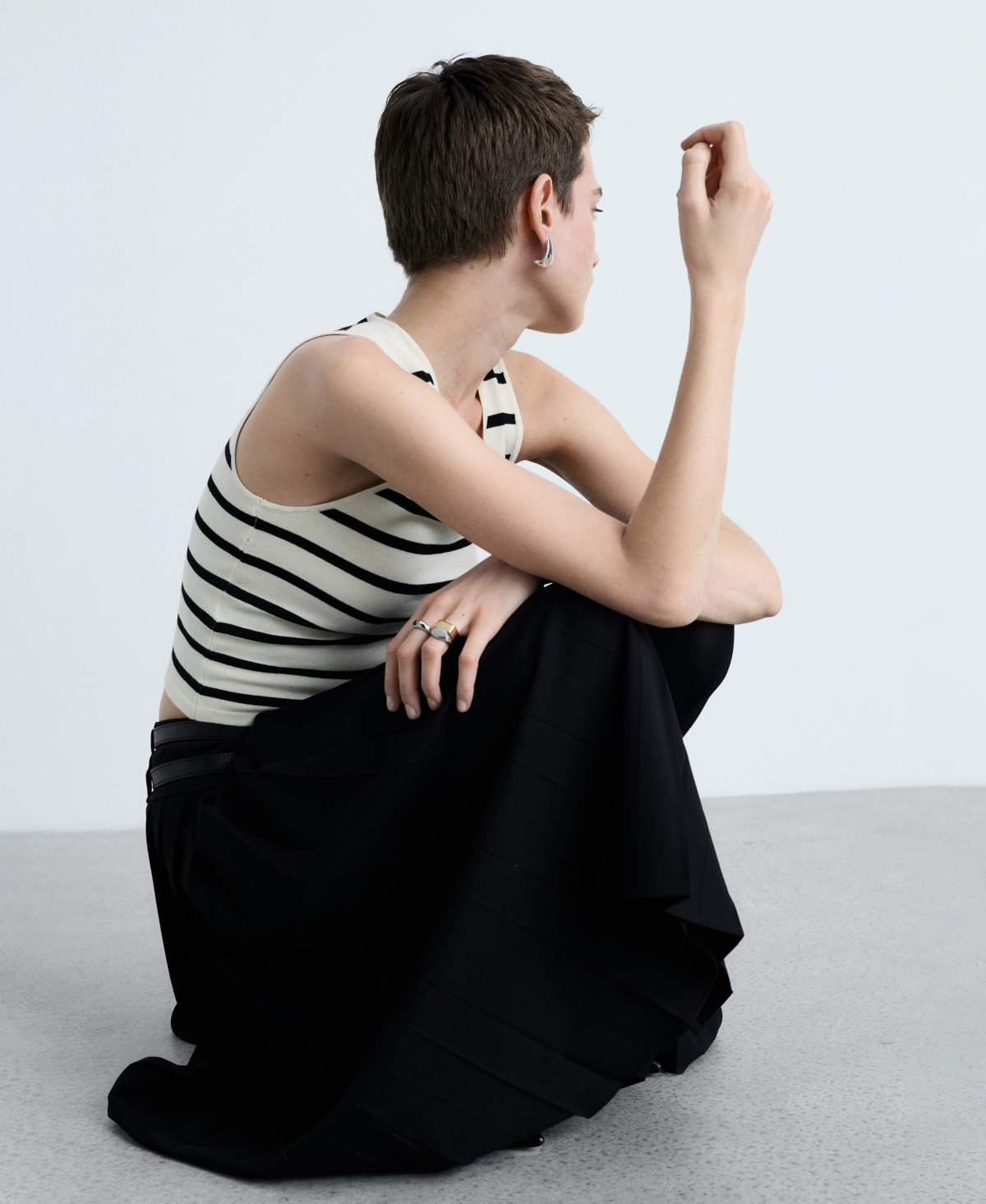 Mango Stripe Knit Crop Tank In Multi