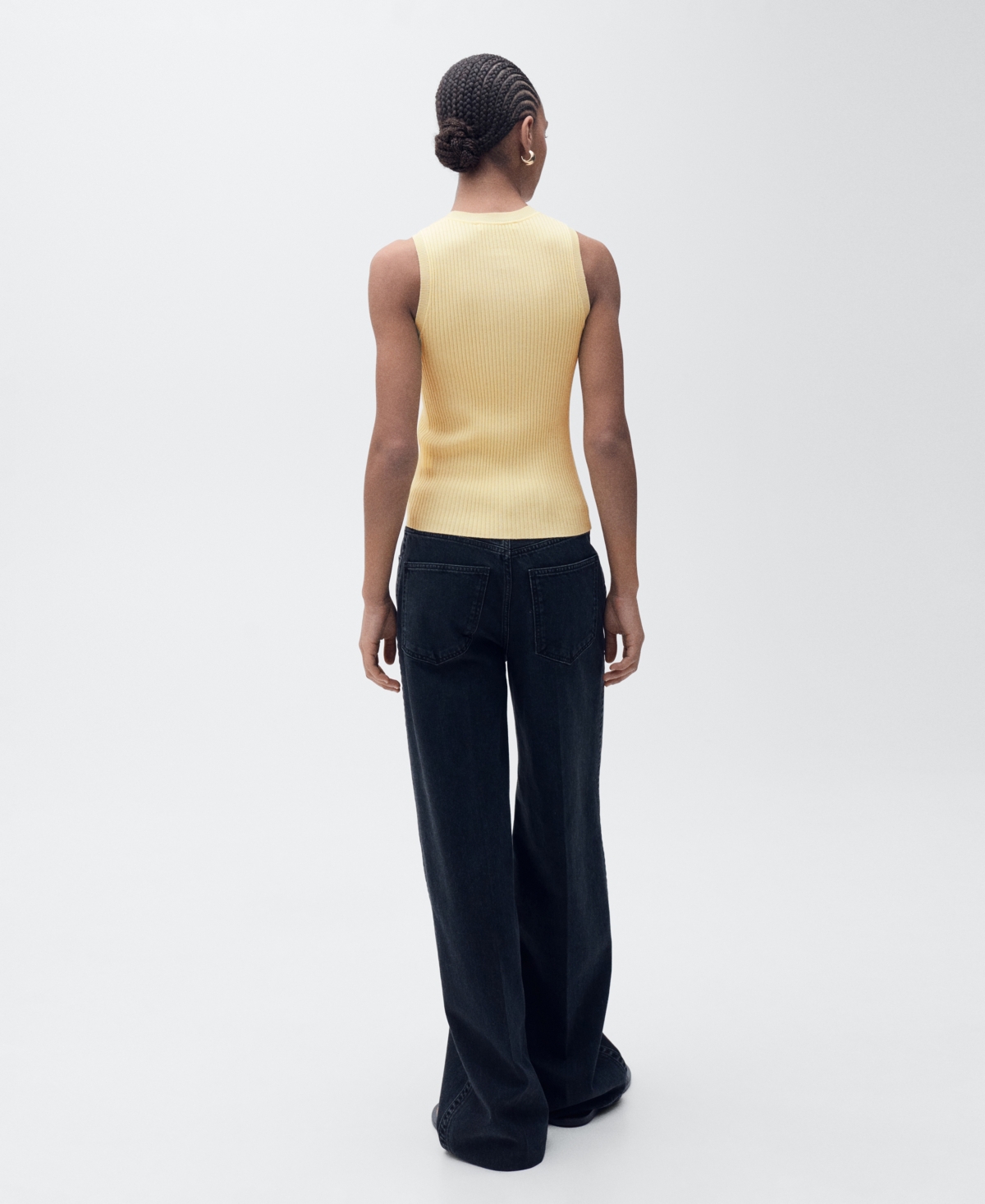 Mango Sleeveless Rib Sweater In Yellow