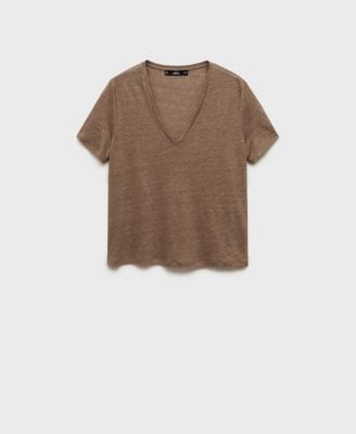 Women's V-Neck Linen T-Shirt