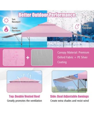 10'x17.6' Outdoor Instant Pop-up Canopy Tent Dual Half Awnings Adjust Patio