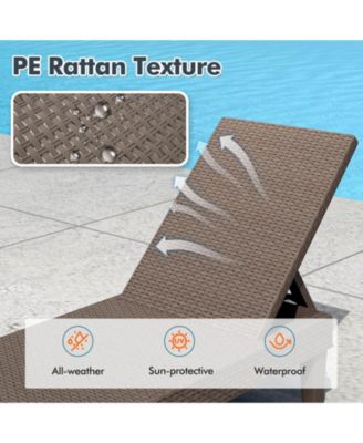 Outdoor Chaise Lounger Chair 3-Position Reclining Chair with Waterproof Rattan
