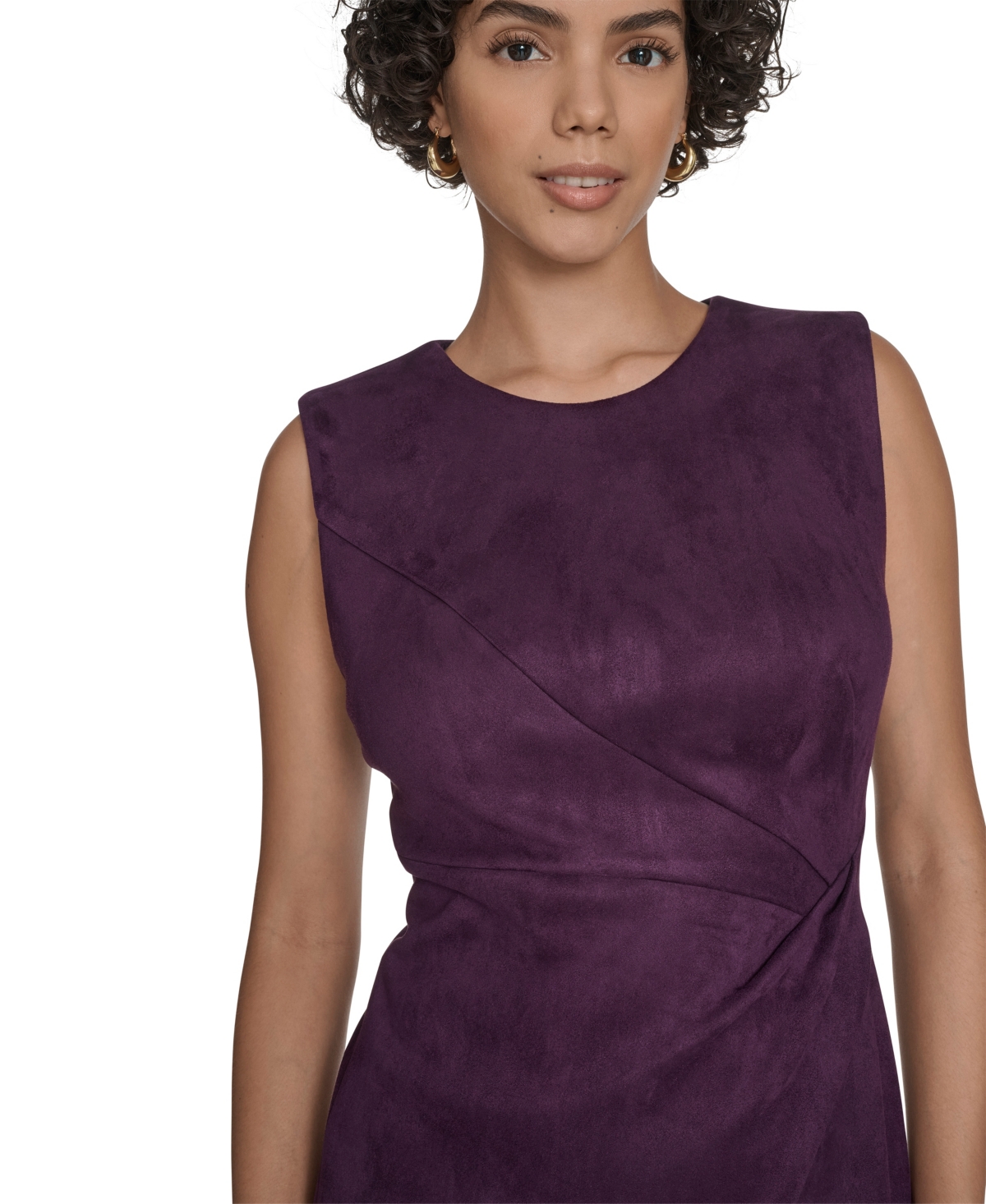 Calvin Klein Women's Side Ruched Midi Dress In Purple