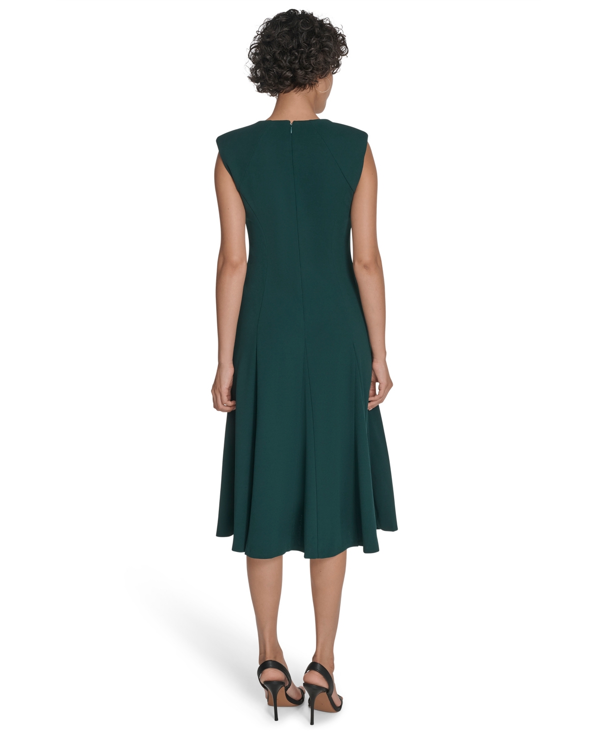 Calvin Klein Sleeveless A-line Midi Dress In Green