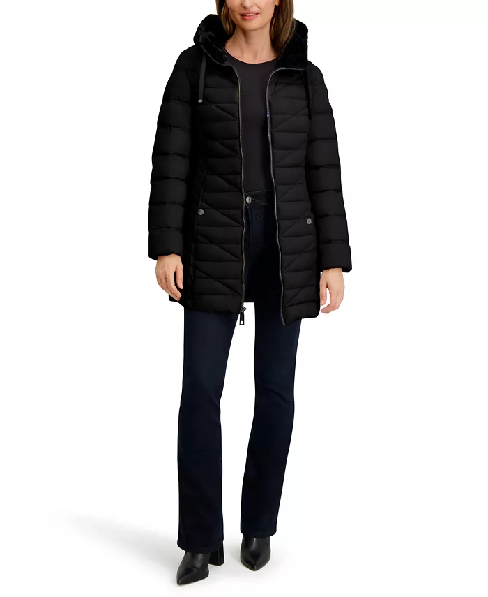 Women's Faux-Fur-Lined Hooded Puffer Coat - thumbnail 5