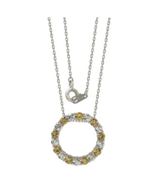 Suzy Levian Sterling Silver Sapphire & Created White Sapphire Alternating Circle Eternity Pendant Necklace