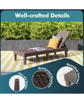 Outdoor Chaise Lounger Chair 3-Position Reclining Chair with Waterproof Rattan