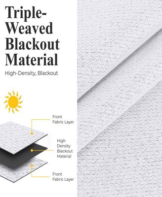 Nyan 100% Blackout Machine Washable Curtains, Set of 2 Panels, 52 X 96
